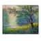 Designart - Summer Forest With River and Waterfall - Traditional Print on Natural Pine Wood